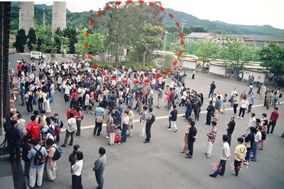 1996年5月。1980年の写真と比べると、奥の植え込みはずいぶんと木が茂っている